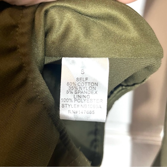 NUDE Olive Green Plunging Neckline Lace Up Front Zipper Back Bodysuit Size Small - Picture 8 of 8